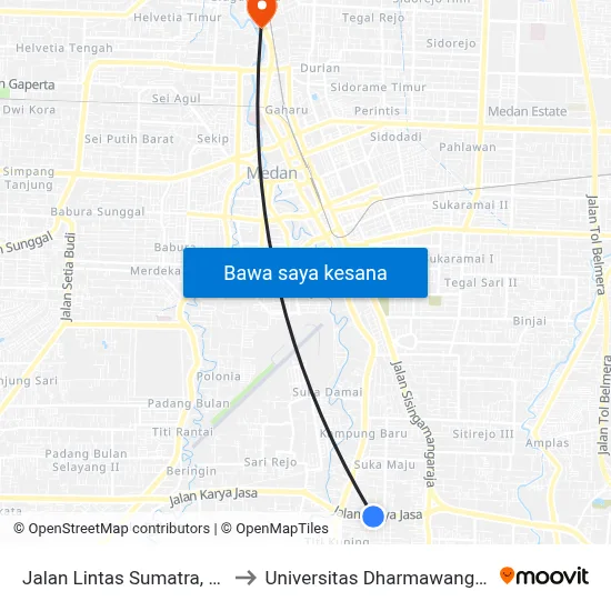 Jalan Lintas Sumatra, 16 to Universitas Dharmawangsa map