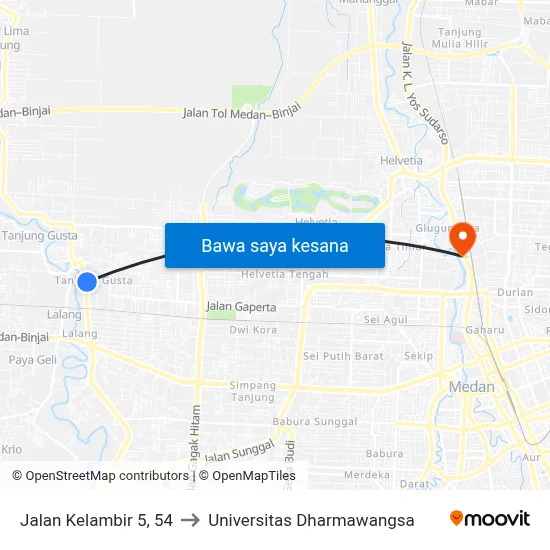 Jalan Kelambir 5, 54 to Universitas Dharmawangsa map