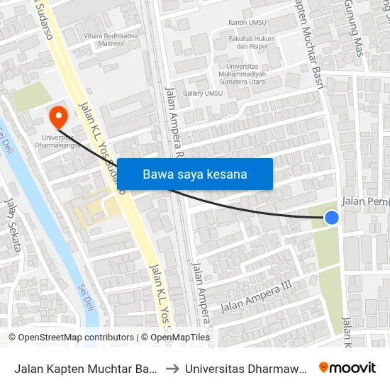 Jalan Kapten Muchtar Basri, 78 to Universitas Dharmawangsa map