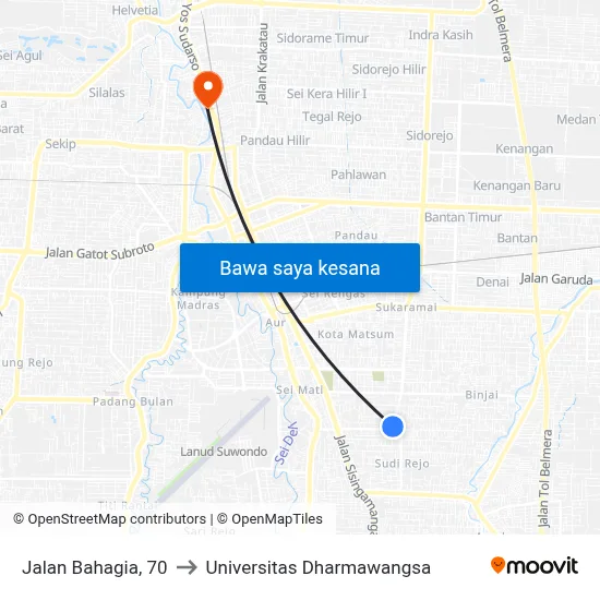 Jalan Bahagia, 70 to Universitas Dharmawangsa map