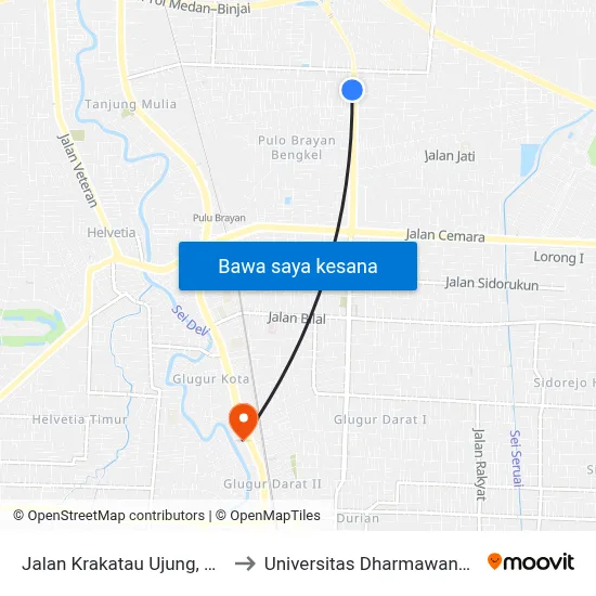 Jalan Krakatau Ujung, 236 to Universitas Dharmawangsa map
