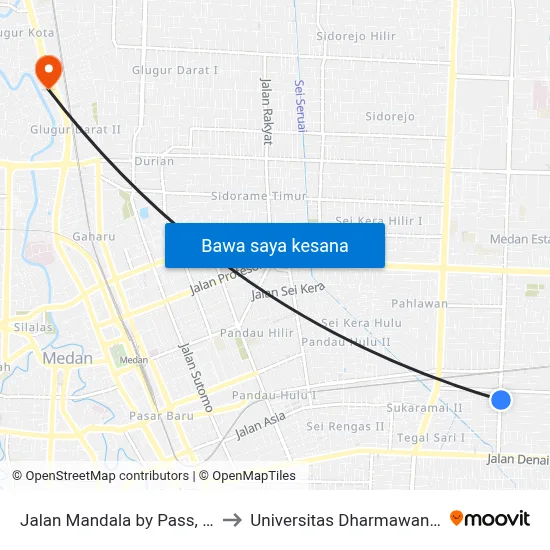 Jalan Mandala by Pass, 86a to Universitas Dharmawangsa map