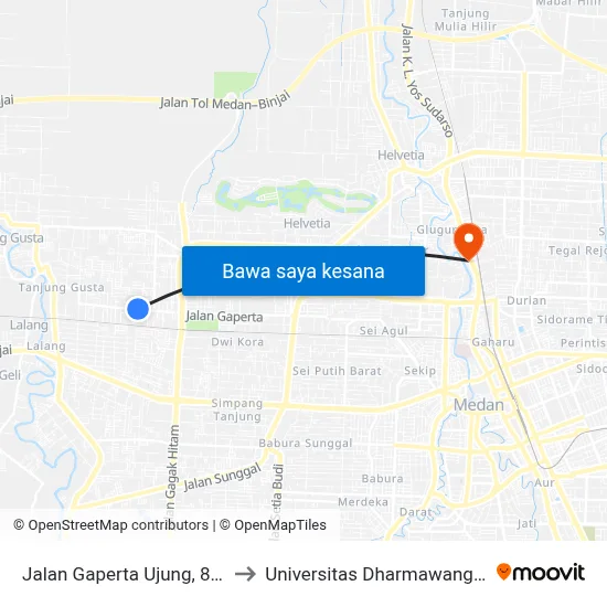 Jalan Gaperta Ujung, 88b to Universitas Dharmawangsa map