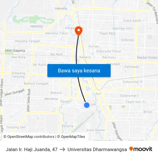 Jalan Ir. Haji Juanda, 47 to Universitas Dharmawangsa map