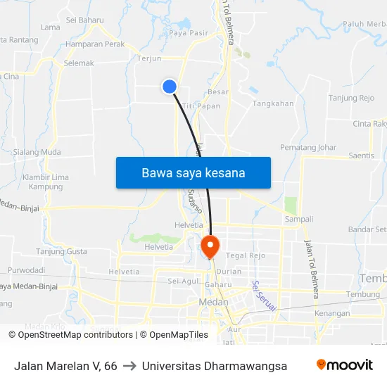 Jalan Marelan V, 66 to Universitas Dharmawangsa map