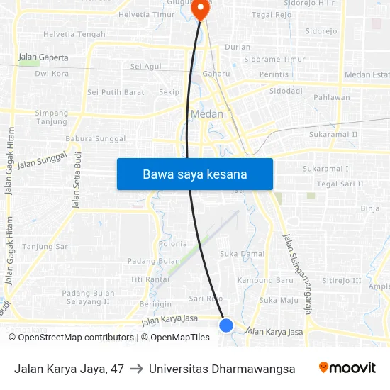 Jalan Karya Jaya, 47 to Universitas Dharmawangsa map