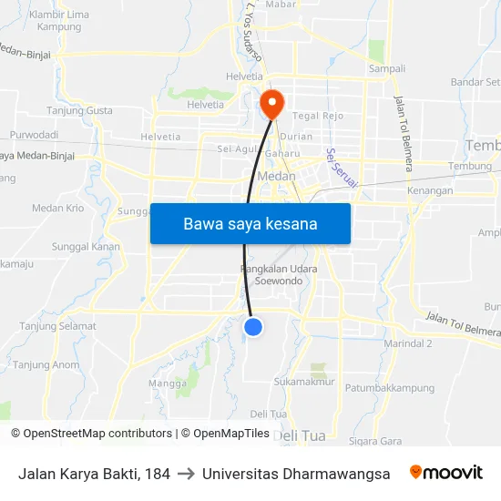 Jalan Karya Bakti, 184 to Universitas Dharmawangsa map
