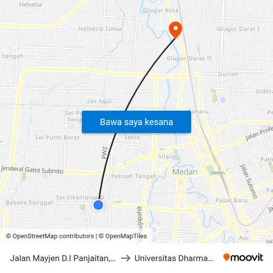 Jalan Mayjen D.I Panjaitan, No.124 to Universitas Dharmawangsa map