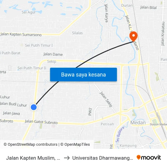 Jalan Kapten Muslim, 47 to Universitas Dharmawangsa map