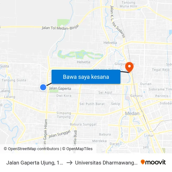 Jalan Gaperta Ujung, 16a to Universitas Dharmawangsa map