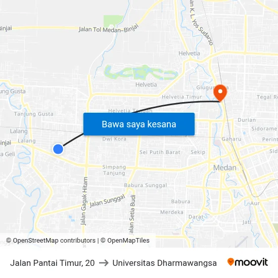 Jalan Pantai Timur, 20 to Universitas Dharmawangsa map