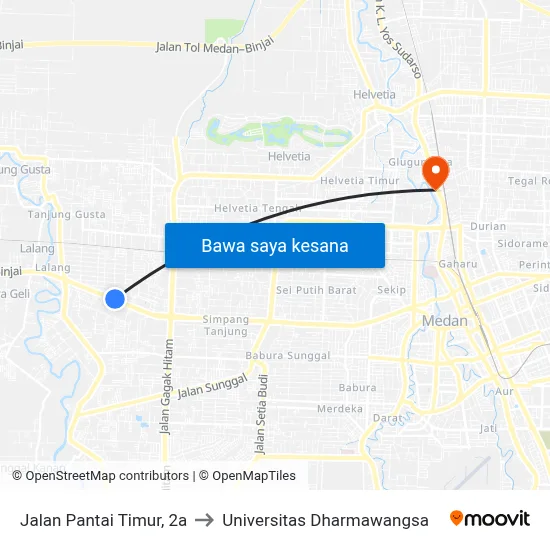 Jalan Pantai Timur, 2a to Universitas Dharmawangsa map