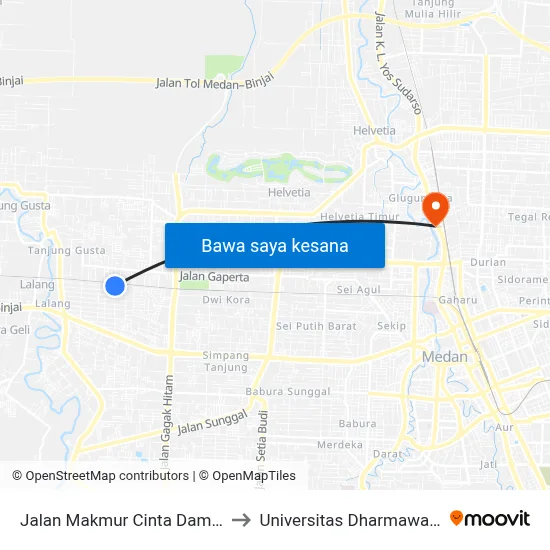 Jalan Makmur Cinta Damai, 20 to Universitas Dharmawangsa map