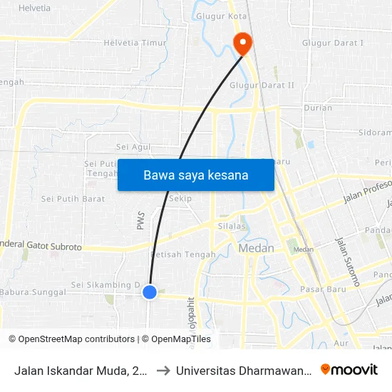 Jalan Iskandar Muda, 270a to Universitas Dharmawangsa map
