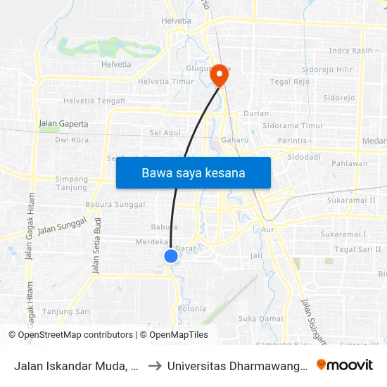 Jalan Iskandar Muda, 39 to Universitas Dharmawangsa map