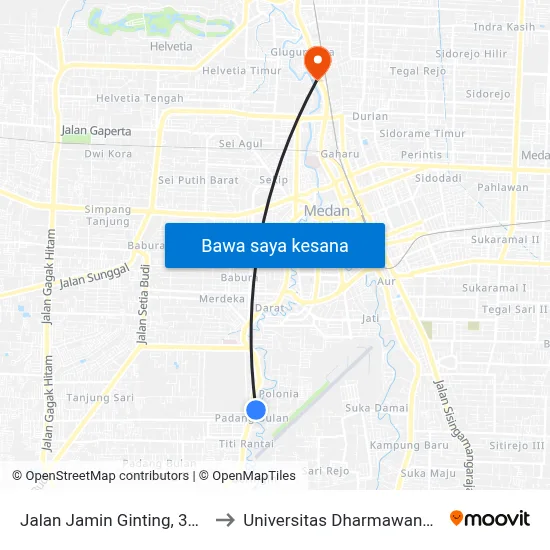 Jalan Jamin Ginting, 399c to Universitas Dharmawangsa map