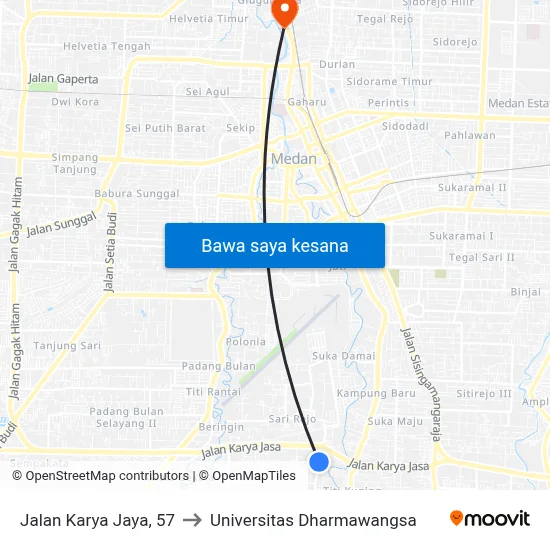 Jalan Karya Jaya, 57 to Universitas Dharmawangsa map