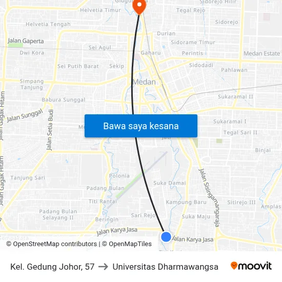 Kel. Gedung Johor, 57 to Universitas Dharmawangsa map