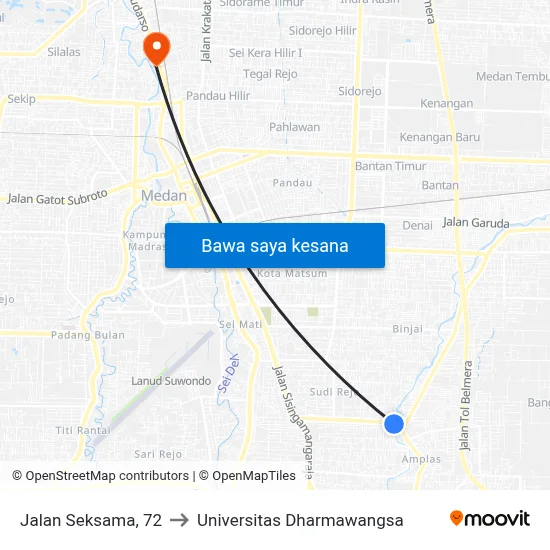 Jalan Seksama, 72 to Universitas Dharmawangsa map
