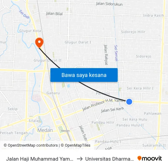 Jalan Haji Muhammad Yamin, No.404 to Universitas Dharmawangsa map