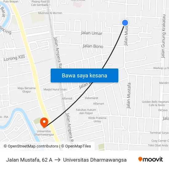 Jalan Mustafa, 62 A to Universitas Dharmawangsa map