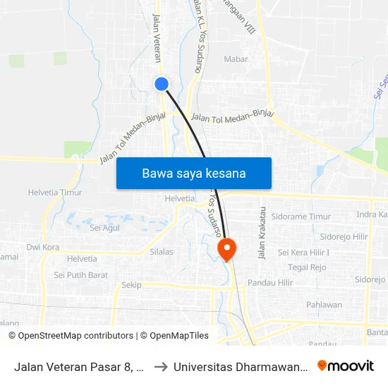 Jalan Veteran Pasar 8, 103 to Universitas Dharmawangsa map