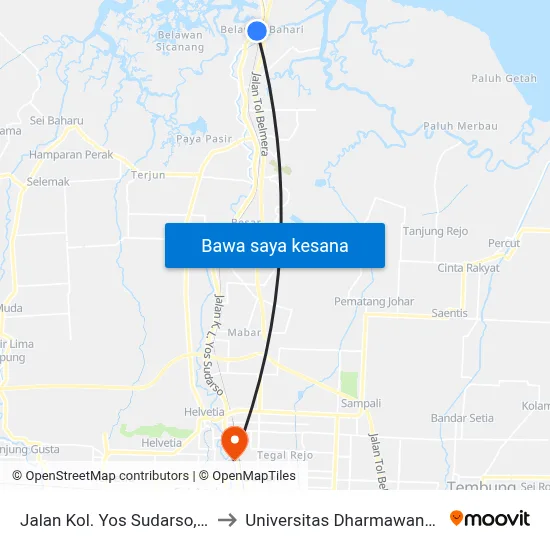 Jalan Kol. Yos Sudarso, 10 to Universitas Dharmawangsa map