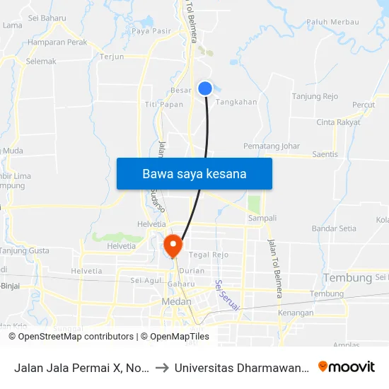 Jalan Jala Permai X, No 97 to Universitas Dharmawangsa map