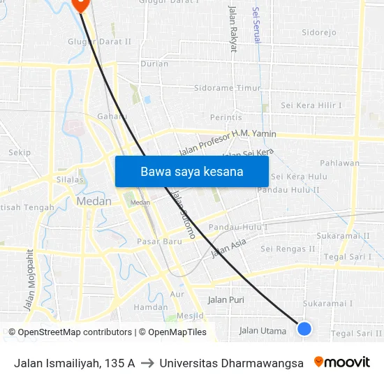 Jalan Ismailiyah, 135 A to Universitas Dharmawangsa map
