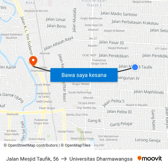 Jalan Mesjid Taufik, 56 to Universitas Dharmawangsa map