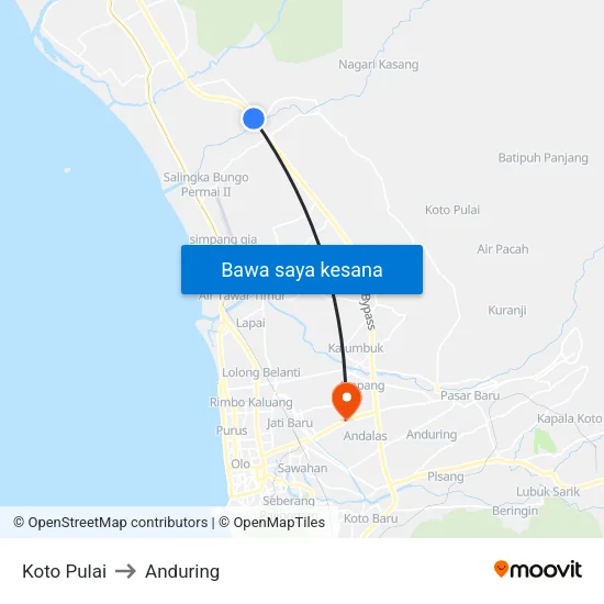 Koto Pulai to Anduring map