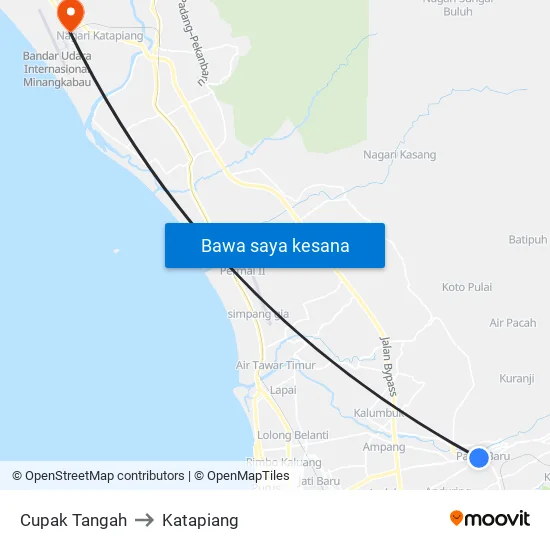 Cupak Tangah to Katapiang map
