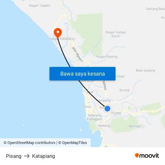 Pisang to Katapiang map