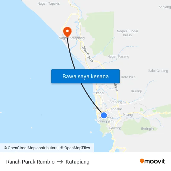 Ranah Parak Rumbio to Katapiang map