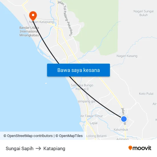 Sungai Sapih to Katapiang map