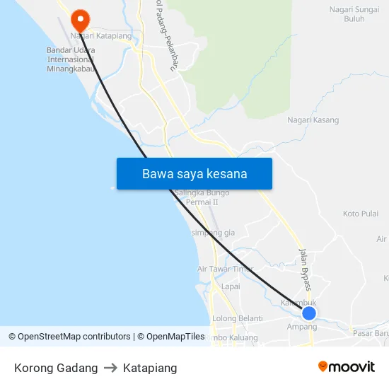 Korong Gadang to Katapiang map