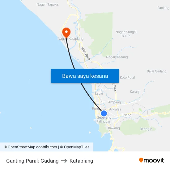 Ganting Parak Gadang to Katapiang map