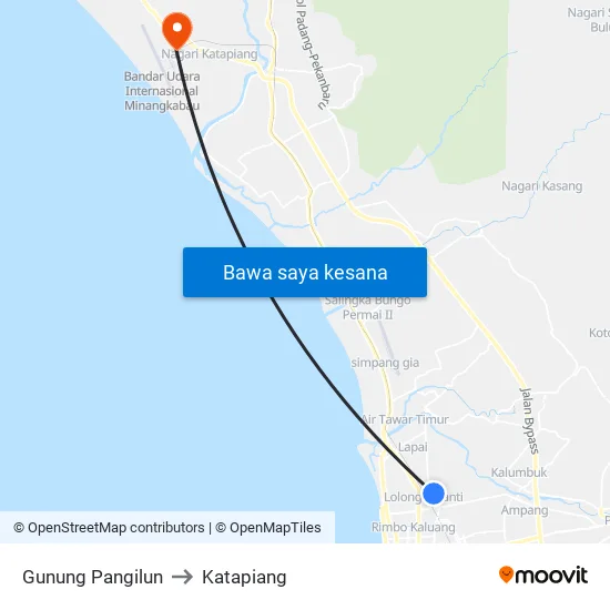 Gunung Pangilun to Katapiang map