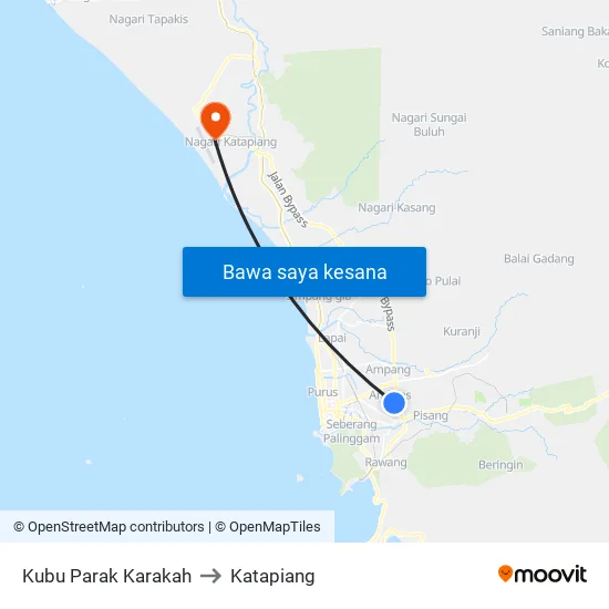 Kubu Parak Karakah to Katapiang map