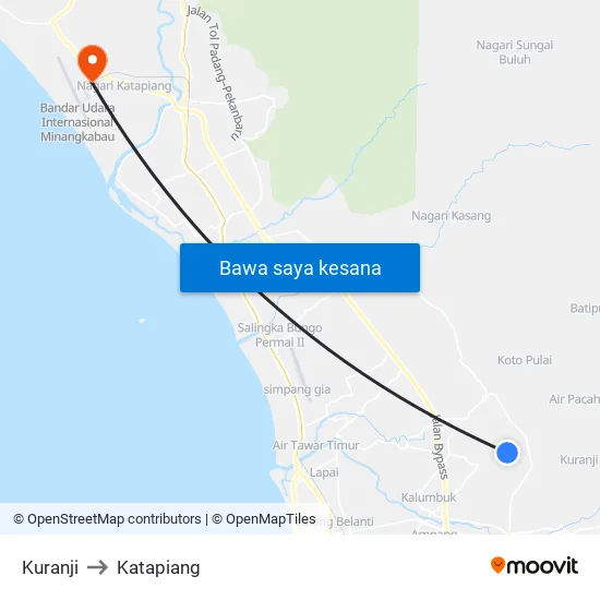 Kuranji to Katapiang map