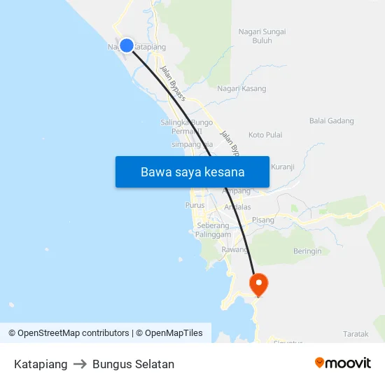 Katapiang to Bungus Selatan map