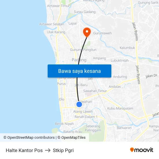 Halte Kantor Pos to Stkip Pgri map