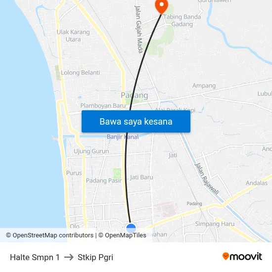 Halte Smpn 1 to Stkip Pgri map