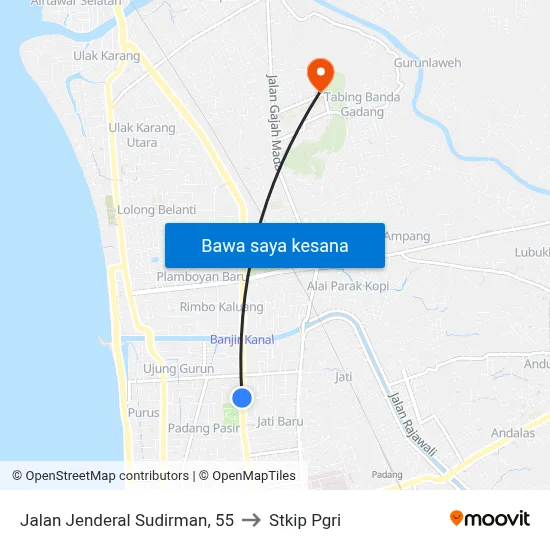 Jalan Jenderal Sudirman, 55 to Stkip Pgri map