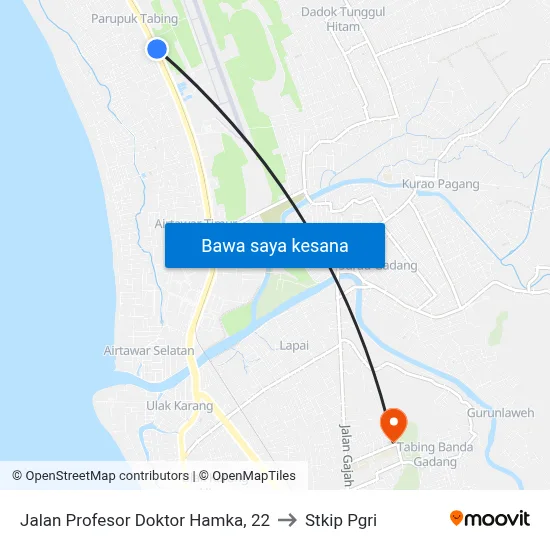 Jalan Profesor Doktor Hamka, 22 to Stkip Pgri map