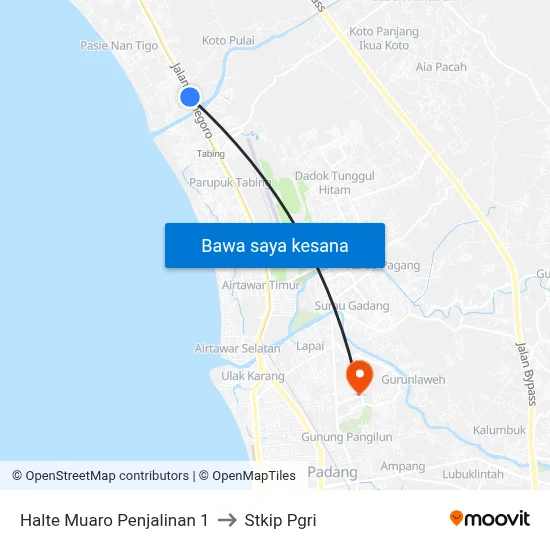 Halte Muaro Penjalinan 1 to Stkip Pgri map