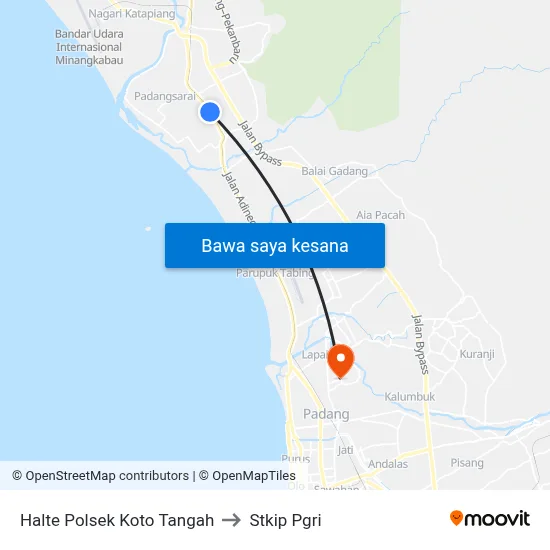 Halte Polsek Koto Tangah to Stkip Pgri map