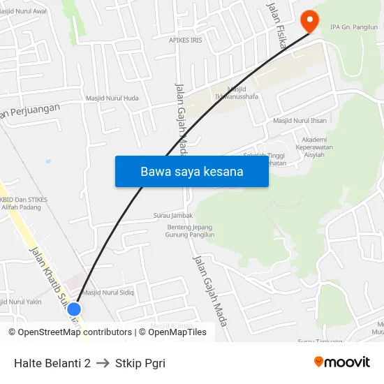 Halte Belanti 2 to Stkip Pgri map