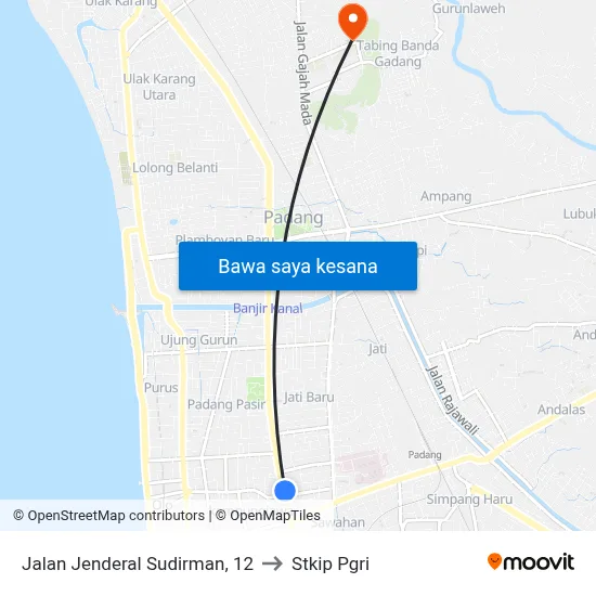 Jalan Jenderal Sudirman, 12 to Stkip Pgri map