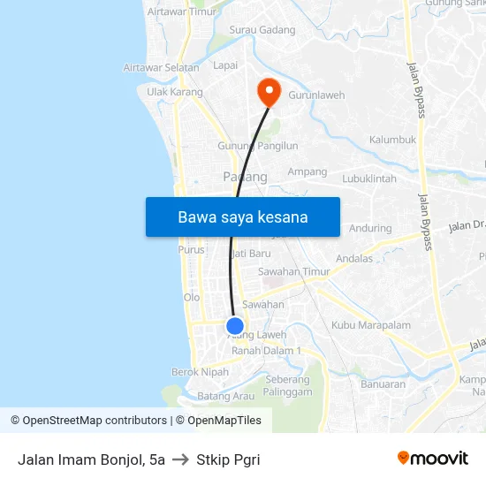 Jalan Imam Bonjol, 5a to Stkip Pgri map
